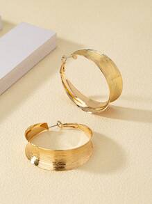 1 Đôi khuyên tai khoen tròn có họa tiết thời trang, phù hợp làm phụ kiện hàng ngày cho nữ giới. - bông tai - Xem 2