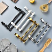 Keidason 1 件双层不锈钢毛巾杆悬挂式可调节长度毛巾架浴室柜门挂式毛巾架洗碗布收纳架悬挂式毛巾杆不锈钢门后毛巾收纳架免打孔毛巾挂