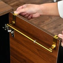 Keidason 1 件双层不锈钢毛巾杆悬挂式可调节长度毛巾架浴室柜门挂式毛巾架洗碗布收纳架悬挂式毛巾杆不锈钢门后毛巾收纳架免打孔毛巾挂