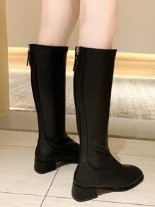 Black High Heels, Black Boots, Fashionable Women Shoes, Autumn And Winter Boots, Ladies High Heels, Black Thick Heel Shoes - Black - View 2