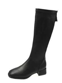 Black High Heels, Black Boots, Fashionable Women Shoes, Autumn And Winter Boots, Ladies High Heels, Black Thick Heel Shoes - Black - View 5