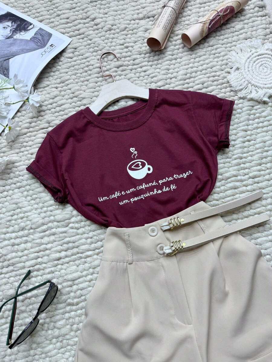 100% Cotton Women's T-Shirt - Burgundy - View 1