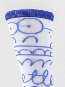 1双男女通用船袜，街头时尚滑板、篮球、嘻哈香蕉和水果图案，新奇有趣疯狂袜子 - 彩色 - 查看 3