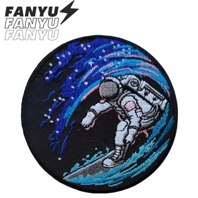 Space Surfer Astronaut Patch - Cool Space Surfer Embroidered Iron On/Sew On Patch For Backpacks, Hats, Jackets, Hoodies, DIY Clothing Accessories, Embroidered Badges For Clothes Decor, Shoes, Bags, Repair Holes And Tears Summer, School