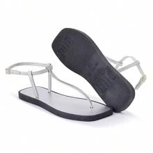 Women's Flat Sandals Comfortable Flat Sandals Beach Fashion Summer Colors - Bạc - Xem 3