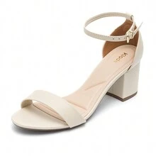 Klode Women's Sandal With Medium Thick Block Heel, Beige, Comfortable For Everyday, Casual, Versatile - 米色 - 查看 1