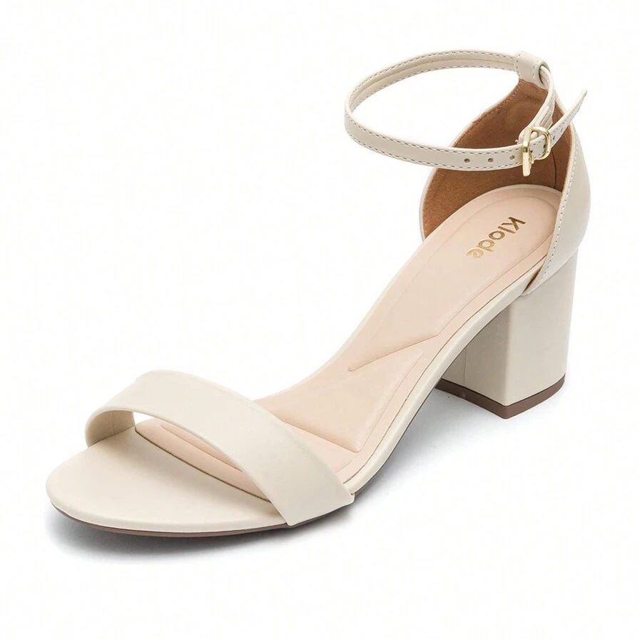 Klode Women's Sandal With Medium Thick Block Heel, Beige, Comfortable For Everyday, Casual, Versatile - 米色 - 查看 1