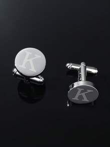 1 paire Boutons De Manchette De Simple Et À La Mode Pour Homme laser 26 Alphabet Anglais