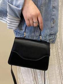 Túi vuông mini nắp gập nhẹ, tiện dụng cho nữ sinh trung học, sinh viên, người mới vào nghề và nhân viên văn phòng, hoàn hảo cho văn phòng, trường đại học, công việc, kinh doanh, đi làm, ngoài trời, T!Avel. - màu đen - Xem 6