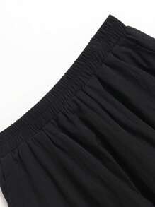 Women's Bubble Skirt Elastic Waist With Pockets Solid A-Line Long Skirts