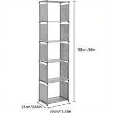 6 Tier 5 Cubes Modern Book Shelves Storage Shelf Tall Narrow Bookcase Display Unit Organizer Cube Display Shelves For Living Room, Bedroom