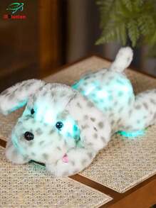 Molutian 2 estilos de peluche de cachorro sentado, juguete de peluche suave de husky con manchas que brilla en la oscuridad, luz nocturna con diseño de cachorro, decoración del hogar y sofá, adornos que iluminan el regalo de cumpleaños del cachorro - Multicolor - Ver 10
