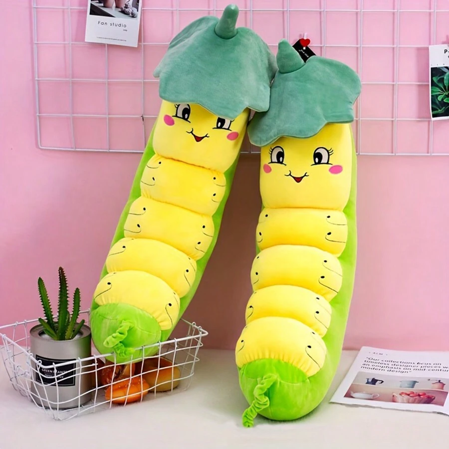 Fluffy Caterpillar Plush Doll, Ruffled Caterpillar Stuffed Animal Long Pillow Gift - Green - View 1