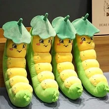 Fluffy Caterpillar Plush Doll, Ruffled Caterpillar Stuffed Animal Long Pillow Gift - Green - View 4