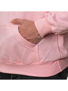 Men's Plain Sweatshirt Cold Weather Top With Hood - 玫瑰紅 - 查看 3