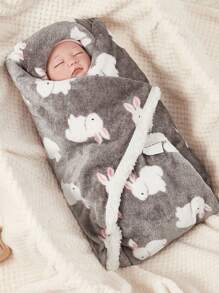 1pc Newborn Baby Folding Double-Layer Blanket, Baby Stroller Quilt, Autumn & Winter Love Valentine - Multicolor - View 2