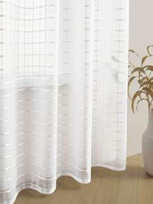 1 Tấm / 2 Tấm Rèm Vải Mỏng Bán Trong Suốt Kiểu Lưới, Rèm Bán Trong Suốt Đơn Giản Với Thiết Kế Đục Lỗ, Thích Hợp Để Trang Trí Phòng Khách, Ban Công và Phòng Ngủ, Rèm Phòng Khách, Rèm Phòng Ngủ, Rèm Bếp, Rèm Trang Trí Đa Năng. - trắng - Xem 6