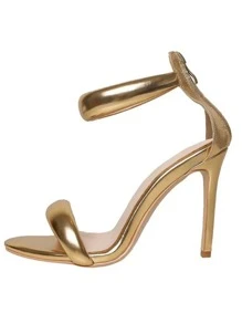 金色时尚走秀个性化露趾细跟绑带凉鞋 - 金色 - 查看 8