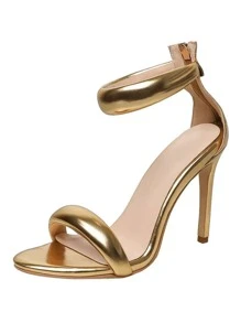 金色时尚走秀个性化露趾细跟绑带凉鞋 - 金色 - 查看 7