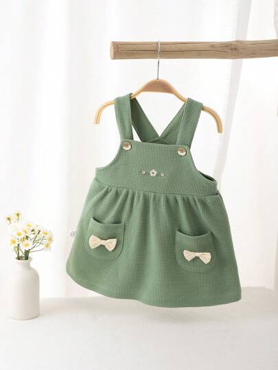 YOUQi Vestito da bambina senza maniche con ricamo floreale e fiocco, autunno-inverno