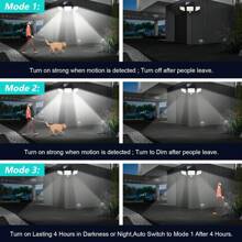 Solar Lights Outdoor Waterproof, 180 LED 3 Heads Solar Motion Sensor Outdoor Lights, 270° Wide Angle Solar Flood Wall Security Lights For Front Door Yard Garage, 2 Pack