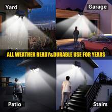 Solar Lights Outdoor Waterproof, 180 LED 3 Heads Solar Motion Sensor Outdoor Lights, 270° Wide Angle Solar Flood Wall Security Lights For Front Door Yard Garage, 2 Pack