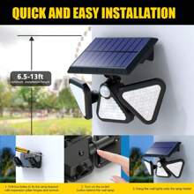 Solar Lights Outdoor Waterproof, 180 LED 3 Heads Solar Motion Sensor Outdoor Lights, 270° Wide Angle Solar Flood Wall Security Lights For Front Door Yard Garage, 2 Pack