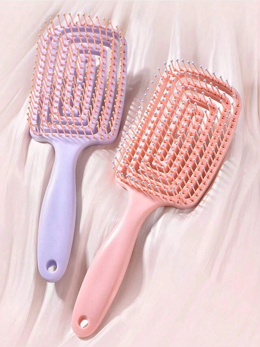 1 件顺发梳 - 适合所有发质的干湿发梳 - 镂空设计，易于清洁，温和顺发 弹性漆纯色按摩梳，镂空设计发刷 通风顺发梳，适合长而浓密的卷发 - 干湿发均可打造无缠结造型 - 彩色 - 查看 1