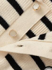 Balabala 女童背心、少女针织秋季条纹 Polo 衫、无袖学院风内衣 - 黑與白 - 查看 6