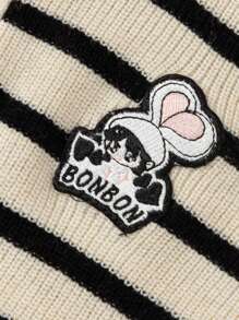 Balabala 女童背心、少女针织秋季条纹 Polo 衫、无袖学院风内衣 - 黑與白 - 查看 7