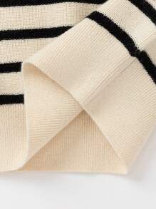 Balabala 女童背心、少女针织秋季条纹 Polo 衫、无袖学院风内衣 - 黑與白 - 查看 8