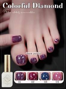 秋冬流行脚部凝胶指甲油2024新款流行白色彩色碎钻凝胶美甲店专属居家DIY美甲 - 彩色 - 查看 16