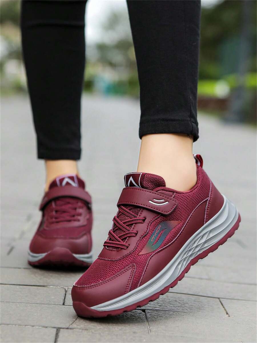 Damskie buty do chodzenia z siateczki ze skóry premium w średnim wieku, lekkie, miękkie, amortyzujące, antypoślizgowe, wygodne wsuwanie, dwukolorowe