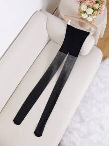 Ning xue yan ying 女士圓點止滑防勾絲褲襪，加強趾部補強，防曬、親膚，優雅性感的黑色薄透腿，薄、透氣，時尚標誌提花和蕾絲袜子，適用於女士，適合春夏季 - 黑色 - 查看 6