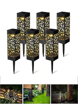 3 pezzi - Luci da giardino, illuminazione solare da esterno, luce solare estetica cava per giardino, lampada decorativa per il percorso, lampada da giardino, luce solare a LED impermeabile per paesaggio da esterno, decorazione da giardino per patio, cortile, prato e tavolo, luci da cortile (la dimensione media è equivalente a 1 pezzo), decorazione primaverile da giardino, illuminazione da esterno, decorazioni per Ognissanti, forniture per feste di Ognissanti, decorazioni natalizie