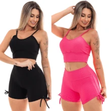 Kit 2 Sets Bubble Shorts Butt Lifting With Fitness Adjustment - 粉色 - 查看 1