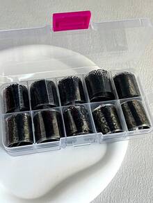 10 张/盒黑色蕾丝美甲转印纸，花卉网眼蕾丝图案指甲转印贴纸美丽黑暗女孩美甲装饰美甲沙龙 DIY（不含粘合剂） - 彩色 - 查看 9