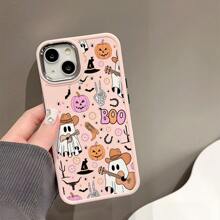 1 件吉他幽灵设计电镀框架硅胶手机壳兼容 Iphone 15/15Pro/15ProMax/14/13/12/11/XsMAX，时尚男女通用万圣节手机保护套 - 粉紅色 - 查看 1