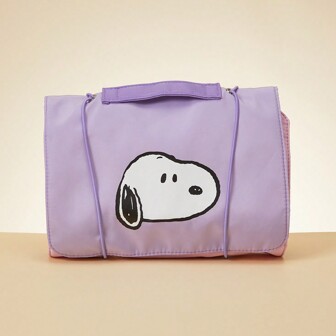 Miniso Snoopy Toiletry Bag Travel Bag Makeup Bag Large Capacity Cosmetic Bags For Women Portable Pouch Open Flat Travel Organizer For Various Cosmetics Toiletries