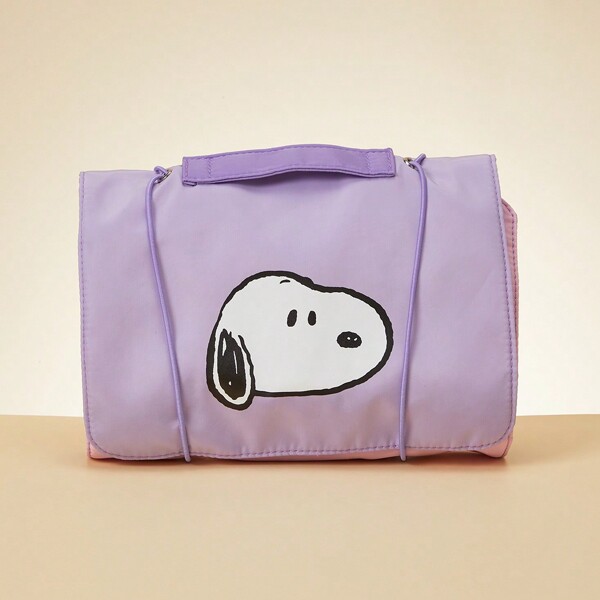 Miniso Snoopy Toiletry Bag Travel Bag Makeup Bag Large Capacity Cosmetic Bags For Women Portable Pouch Open Flat Travel Organizer For Various Cosmetics Toiletries