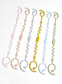 1 pieza Cadena de sujeción de chupete de silicona larga, juguetes de dentición, clip colgante de chupete de bebé para cochecito, cuna, color aleatorio - Multicolor - Ver 9