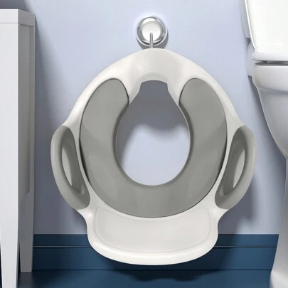 VA-Cerulean Toilet Seat For Children 1-8 Years, White / Pink / Blue, Toilet Trainer With Anti-Slip Padding, Handle, Backrest And Splash Guard, Children's Toilet Seat WC Attachment