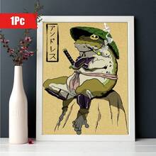1pc Samurai Frog Anime Canvas Wall Art For Home Decor - No Frame - Multicolor - View 2