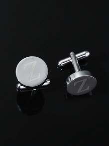1 paire Boutons De Manchette De Simple Et À La Mode Pour Homme laser 26 Alphabet Anglais