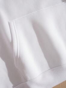 Áo nỉ trùm đầu có dây rút in tùy chỉnh cho trang phục thường ngày, mùa thu/đông - trắng - Xem 7