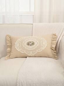 1 件沙色蕾丝荷叶边靠垫套或腰枕套（不含枕芯），法式复古蕾丝枕套，适用于沙发装饰 - 卡其色 - 查看 5