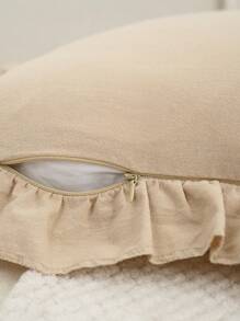 1 件沙色蕾丝荷叶边靠垫套或腰枕套（不含枕芯），法式复古蕾丝枕套，适用于沙发装饰 - 卡其色 - 查看 7