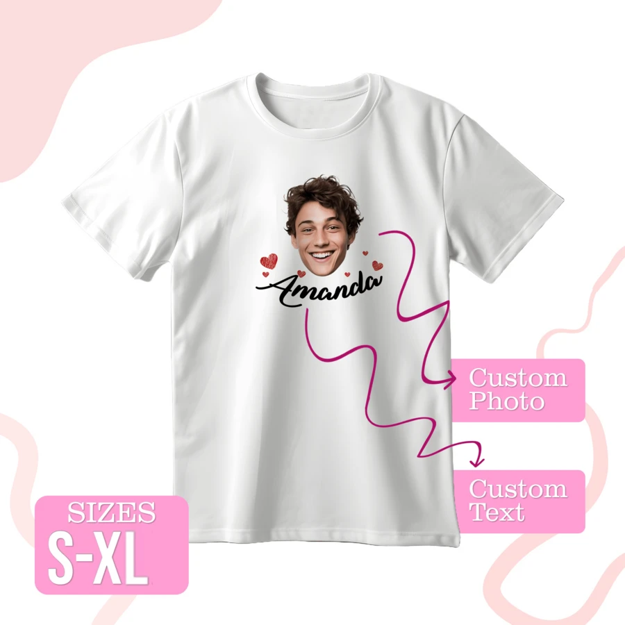 1 Áo phông ảnh tùy chỉnh, Áo phông mới lạ, Quà tặng cho phụ nữ, Quà tặng ngày lễ tình nhân cho cặp đôi, bạn bè, gia đình, Áo phông Modal bên trong tùy chỉnh - trắng - Xem 1