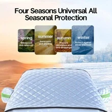 Car Windshield Snow Cover Protection For Snow, Ice, UV, Frost Wiper & Mirror Protector, Windproof Sunshade Cover For Cars, Compact SUV Sunshade Cover For Cars Windshield