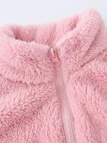 3pcs/Set Young Girl Cute Sports Casual Sweet Lady Academy Comfy Fuzzy Turtleneck Warm Windbreak Vest Outfits, Spring Autumn Winter - Multicolor - View 3